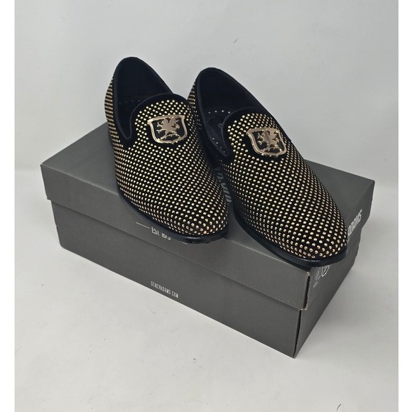 Stacy Adams swagger men 7M shoes studded slip on satin black gold main image 8